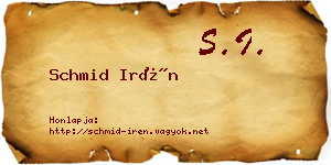 Schmid Irén névjegykártya